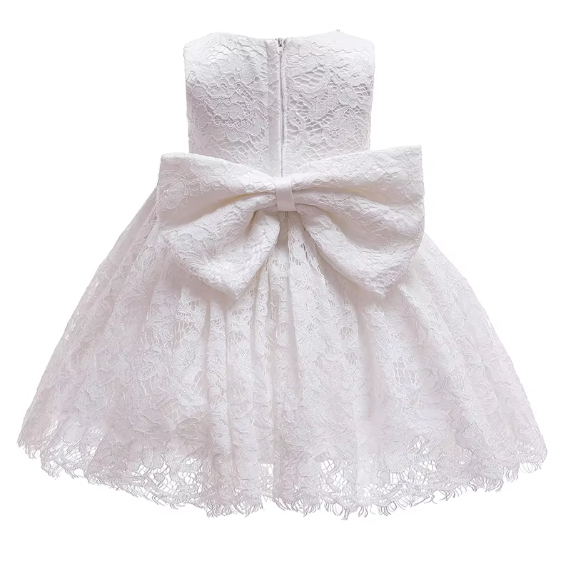 9866 Baby Girls Christening Baptism Dress 2 Piece Floral Lace Baptism Gown Christening Dress Set