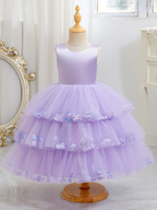 5270 Kids Dresses for Girls Sleeveless V Backless Girls' Dresses Floral Puffy Luxury Prom Party Gown