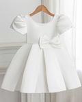 5178 Princess Wedding Dress Beaded Satin Fabric Bow Formal White Birthday High Quality Flower Girls Dresses