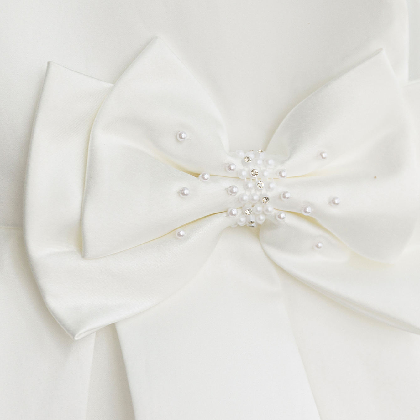5178 Princess Wedding Dress Beaded Satin Fabric Bow Formal White Birthday High Quality Flower Girls Dresses