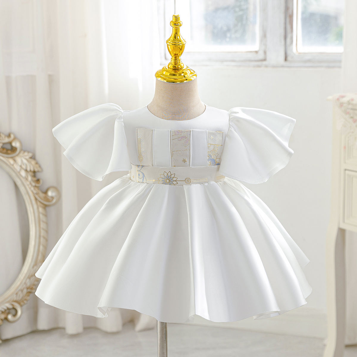 5068 Wholesale 1 Years Old Summer Tutu Princess Special Occasion Christening Baptism Kids Dress for Toddler Baby Girls and Baby Boys