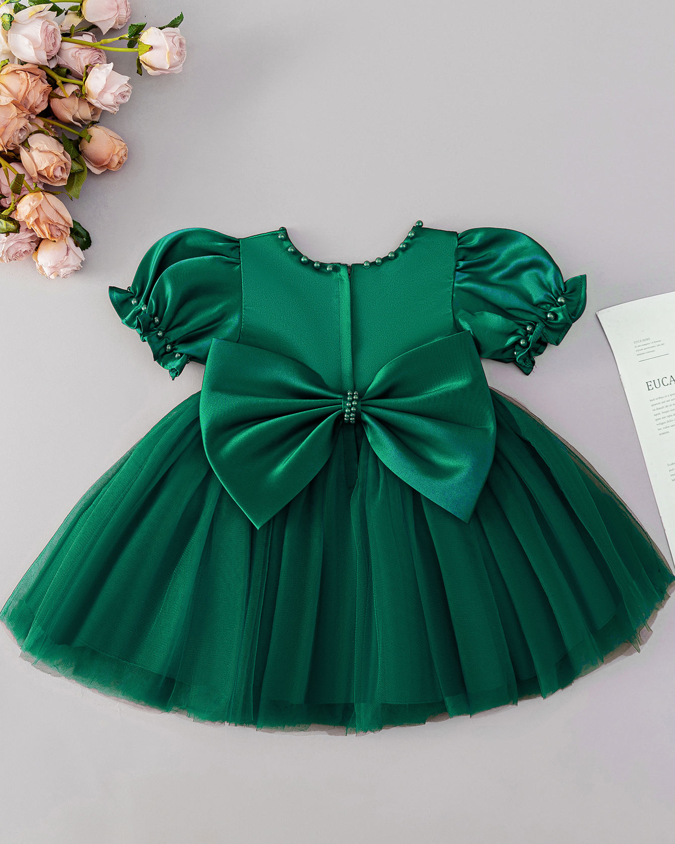 5069 Luxury Toddler Baby Girl Dress Green Purple Puff Net Fairy Casual Baptism Occasion Dresses for 6 Months Baby Girls