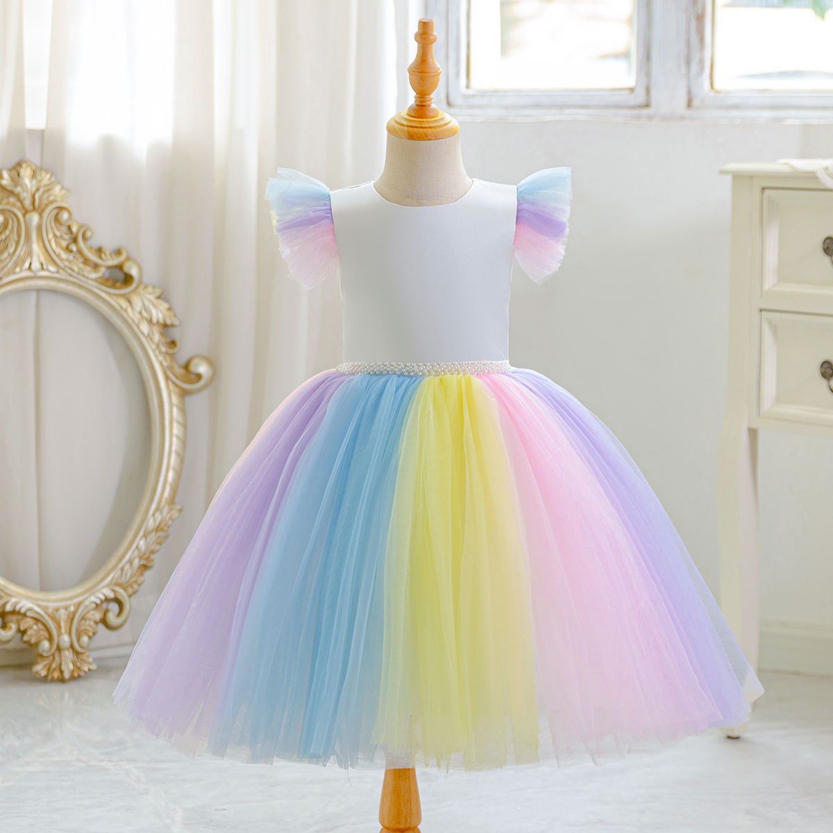 5263 Girls Princess Dress Hot Sale Colorful Princess Fancy Frock for Baby Girls Party Kids Formal Dresses for Piano Performance