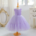 5265 Flower Girl Long Dress Backless Shiny Princess Kids Girls Clothes Princess Dresses for Girl Party Birthday