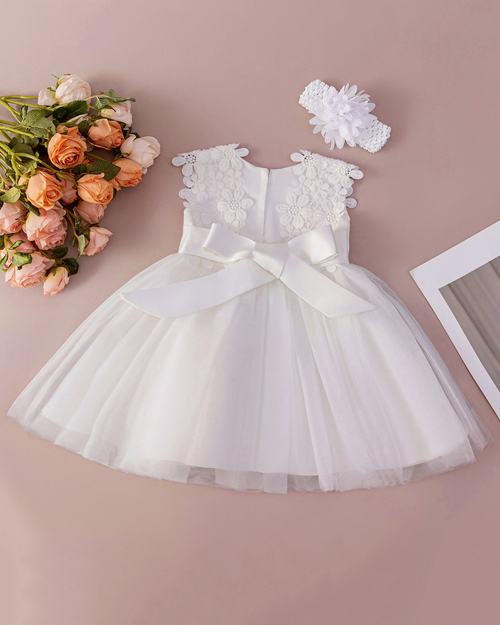 1782 High Quality White Christening Outfits Elegant Fancy Gown Luxury Lace Embroidered with Bonnet Wedding