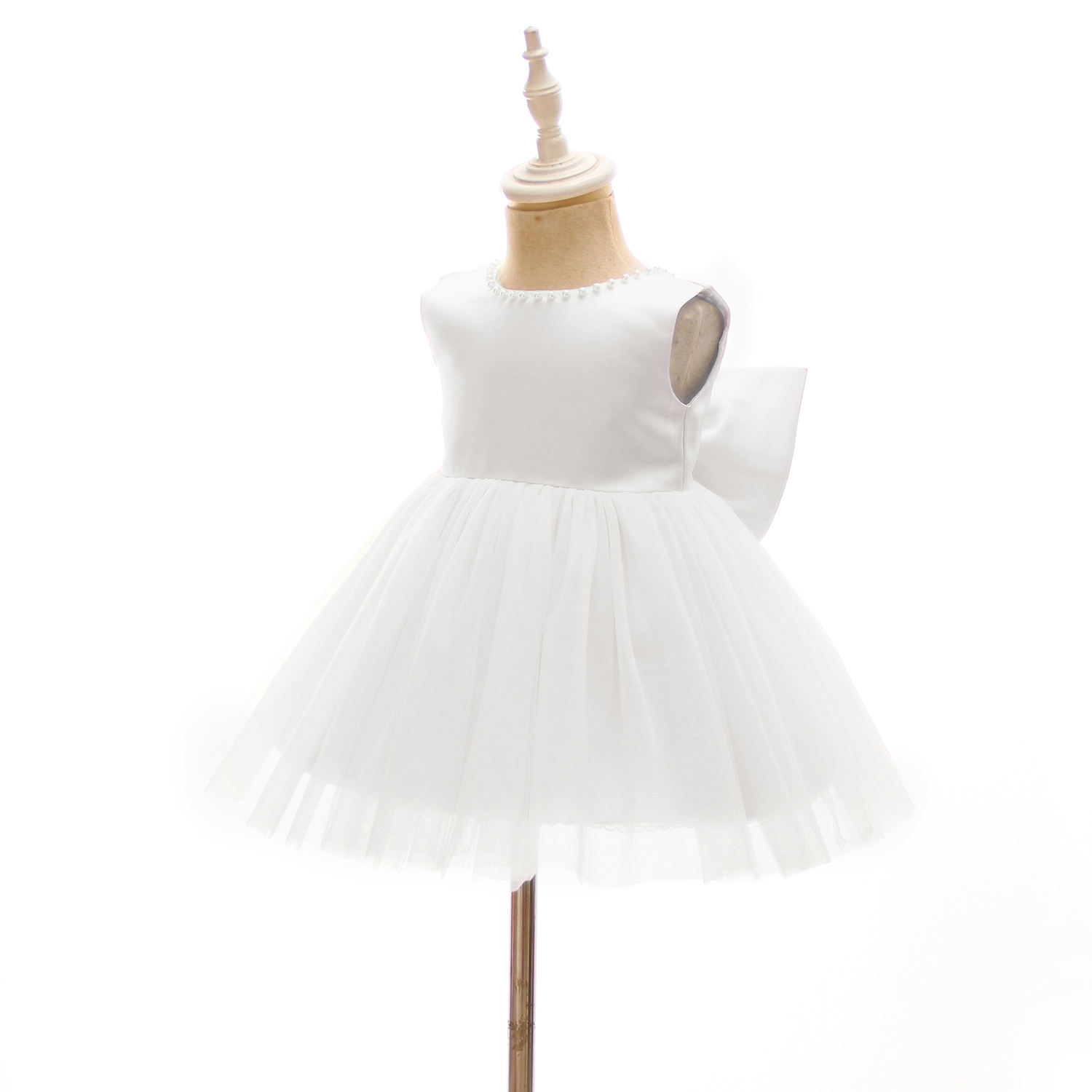 7522 Elegant Tulle Dresses Kids Beaded Flower Baby Girl Dress Fashion Formal New Design Pageant Prom Wedding
