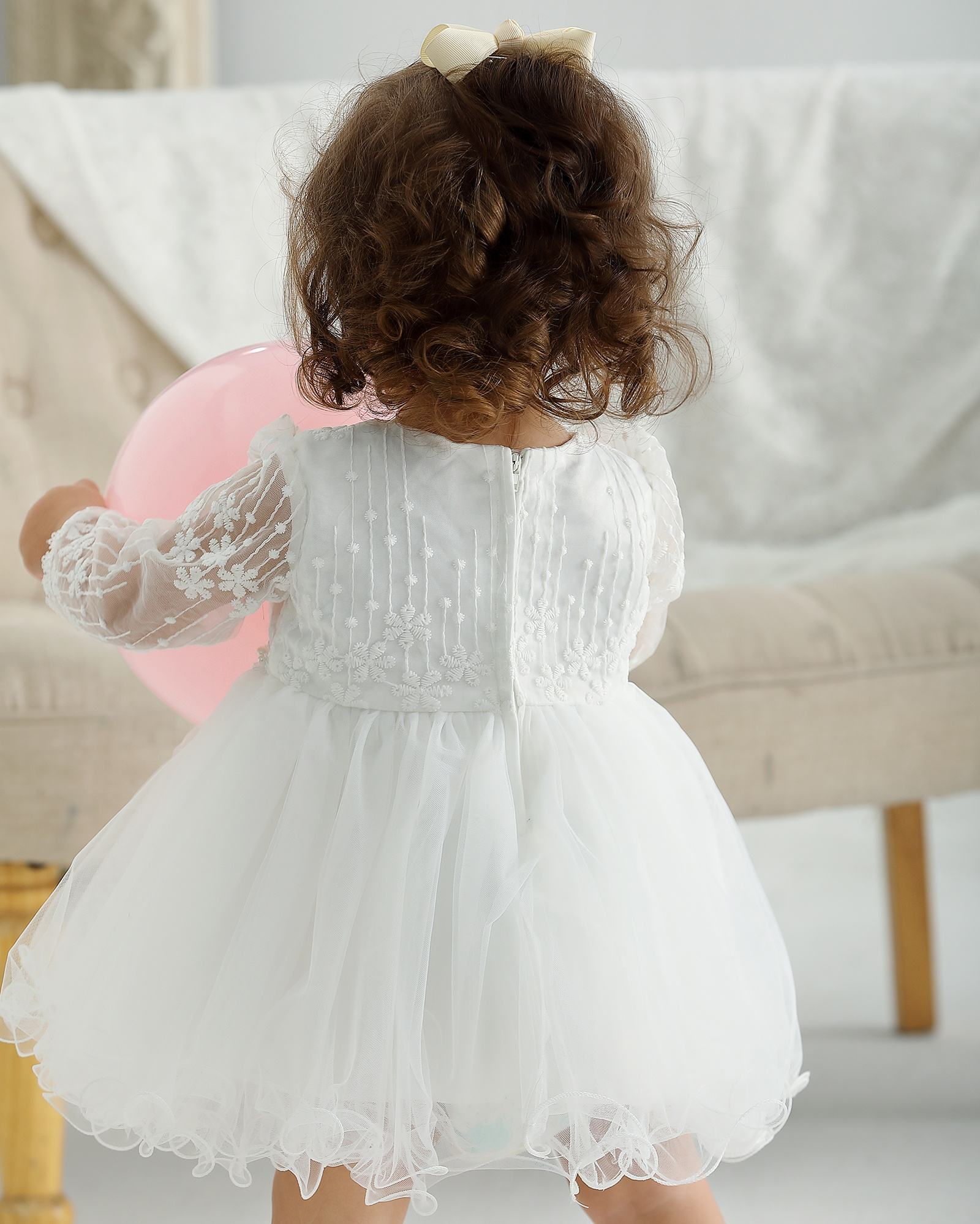 8515 White Special Occasions Dresses Prom Lace Cute Fashion High Quality Embroidered Floral Christening Luxury Baptism Dress
