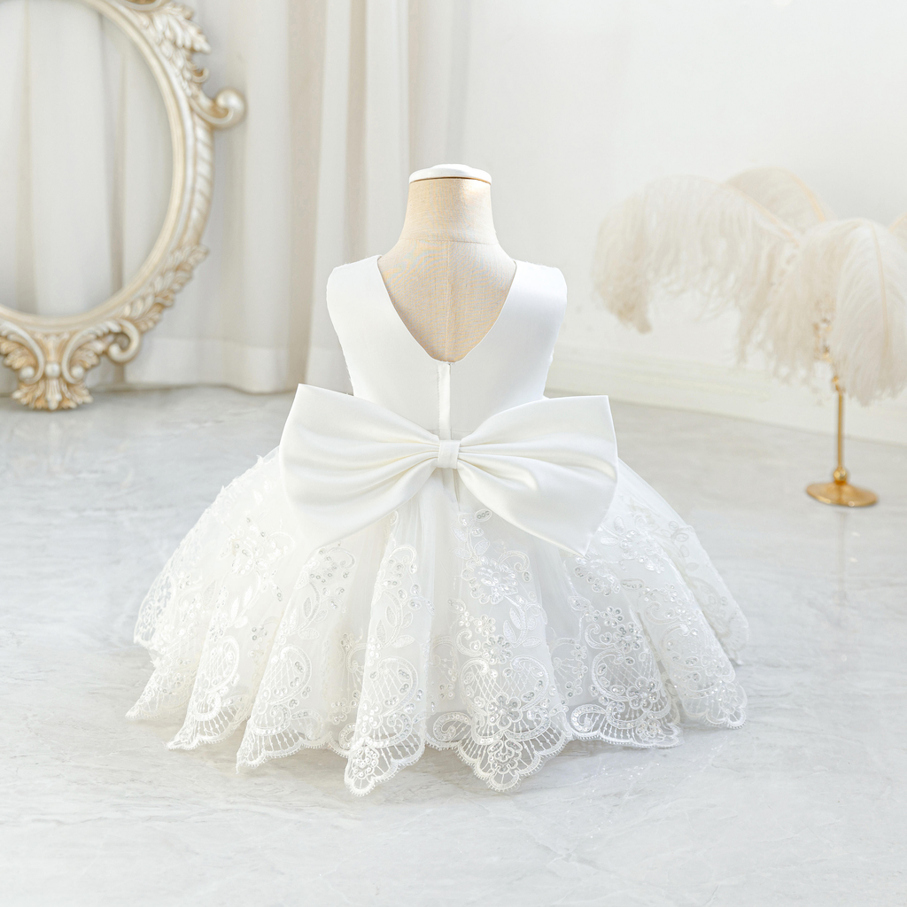 5277 Wholesale Luxury White Cotton Infant Baby Girl Baptism Dress Set Afghan Style 8 Months Kids Children Daily Wear Baptism Gown