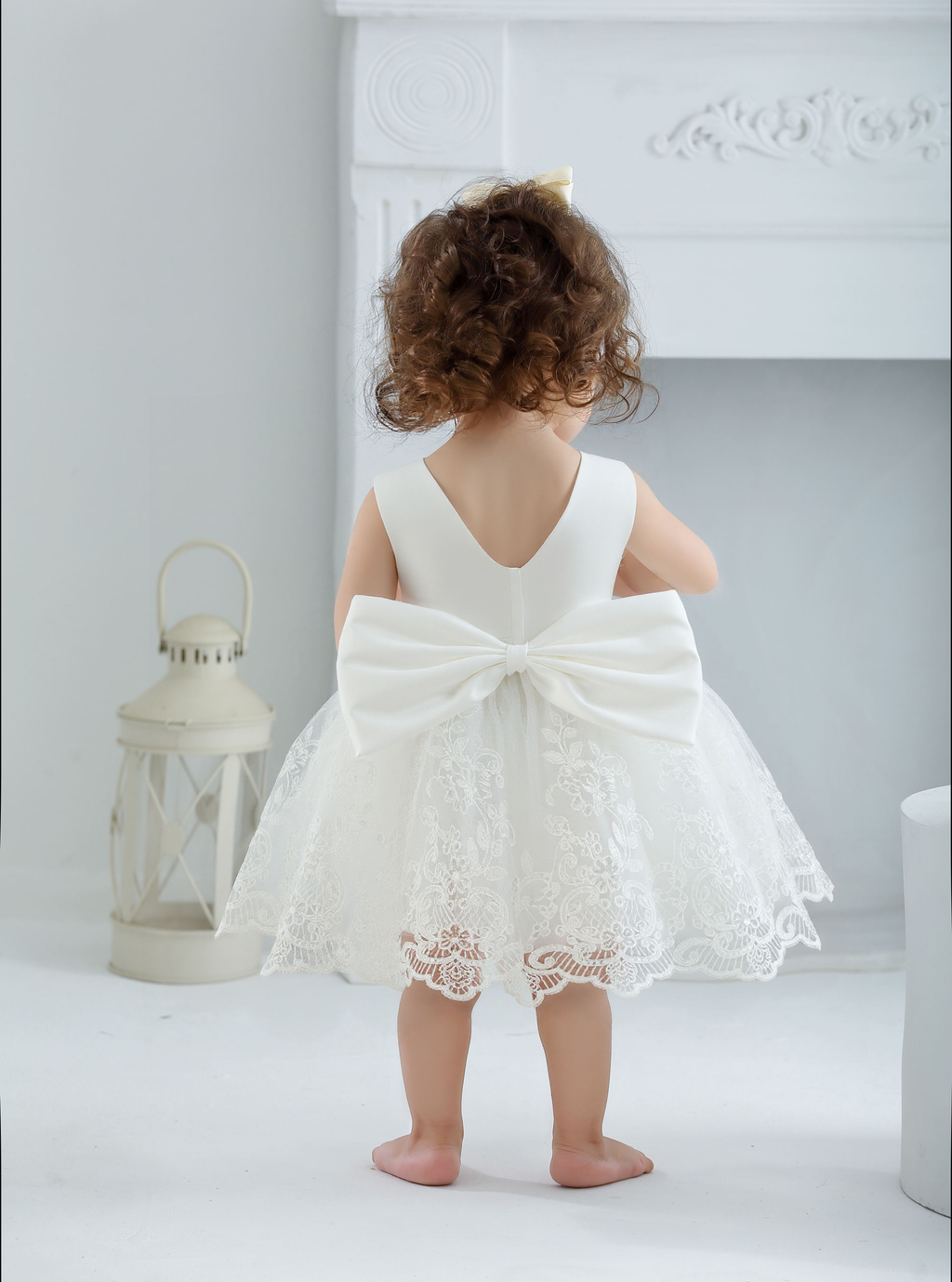 5277 Wholesale Luxury White Cotton Infant Baby Girl Baptism Dress Set Afghan Style 8 Months Kids Children Daily Wear Baptism Gown
