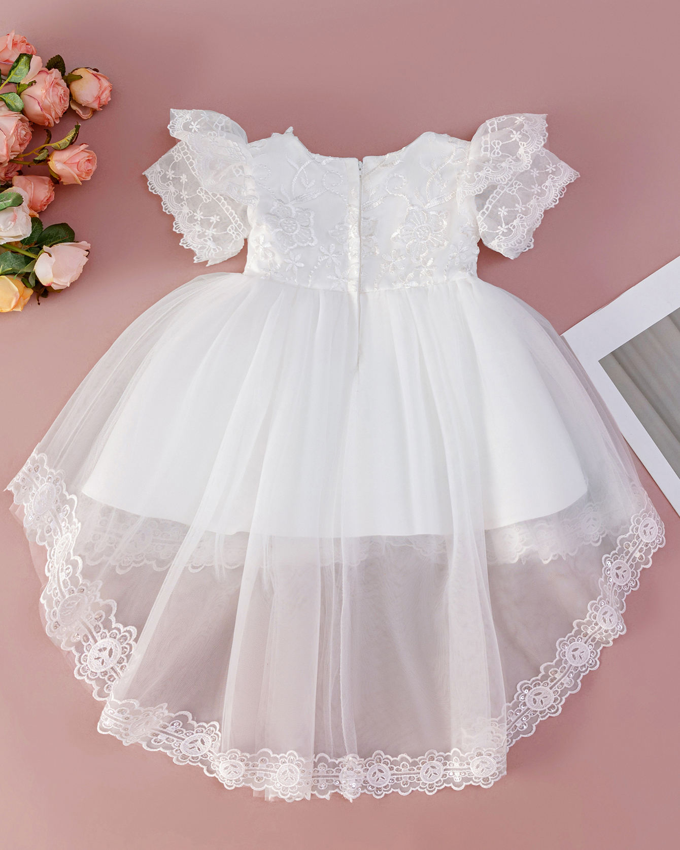 6259 Baby Girl Dresses Wedding Dresses Baptism Dress Frocks Party Wear Fancy Flower Embroidery Newborn White Clothes Wholesales