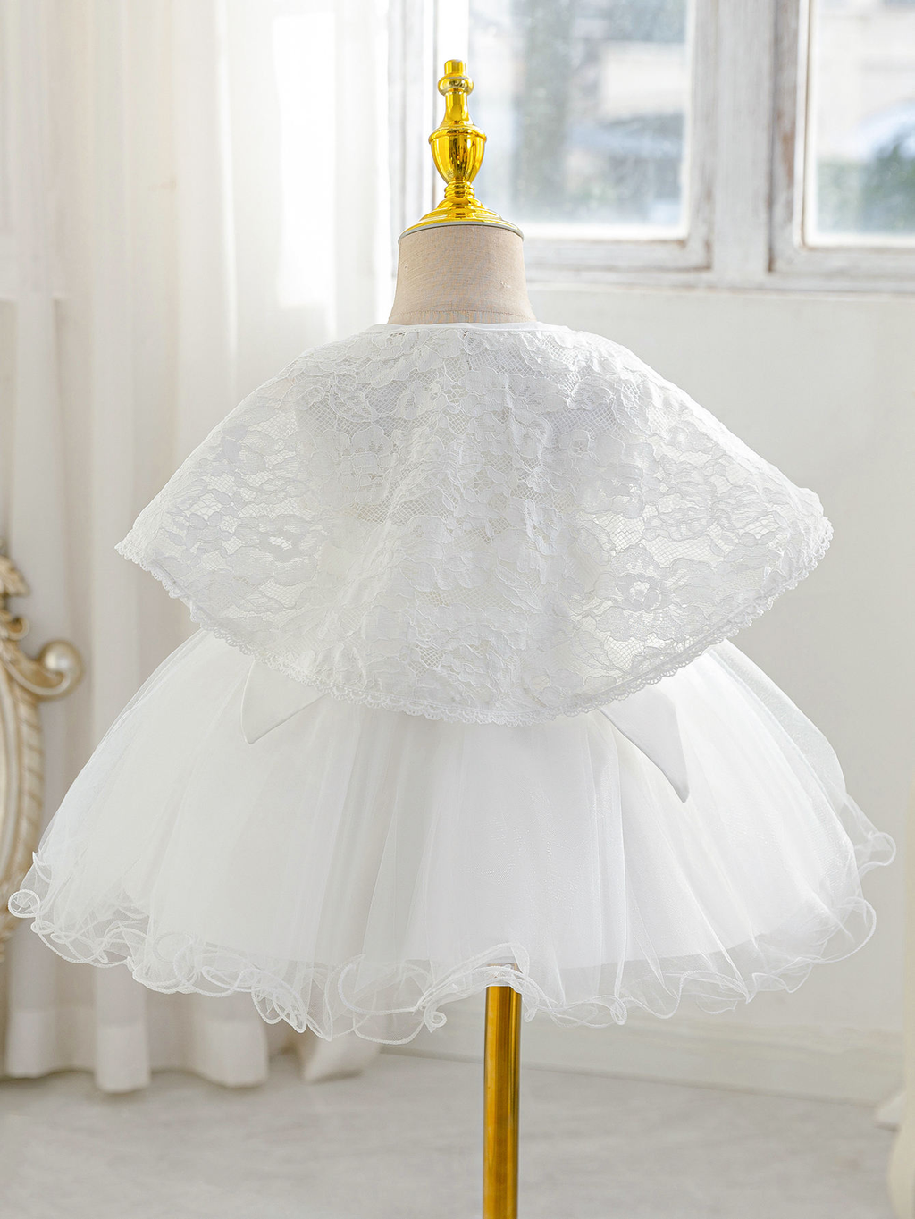 9120 New Baby Girls White Flower Girl Dress Wedding Ball Gowns European Style Kids Birthday Baptism Party Dresses