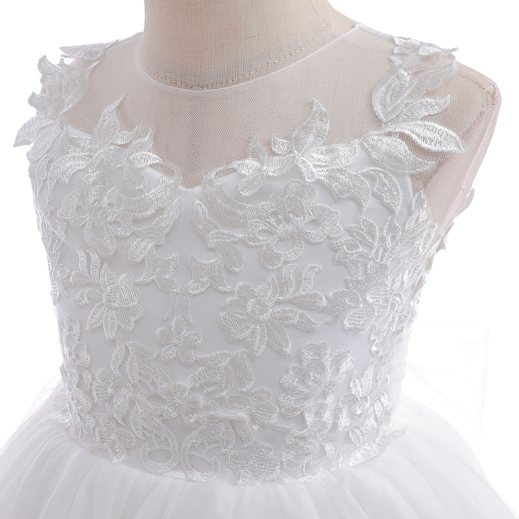 7893 Kids Tulle Prom Ball Gown New Design Birthday Pageant Party Wedding Floral Flower Girl Dress Cute Fancy Backless Casual