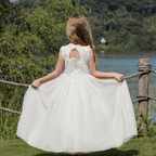 7791 Wedding Dresses White Dress European Style Noble Frocks for Girls Kids Princess Flower Embroidered Children Summer Clothes