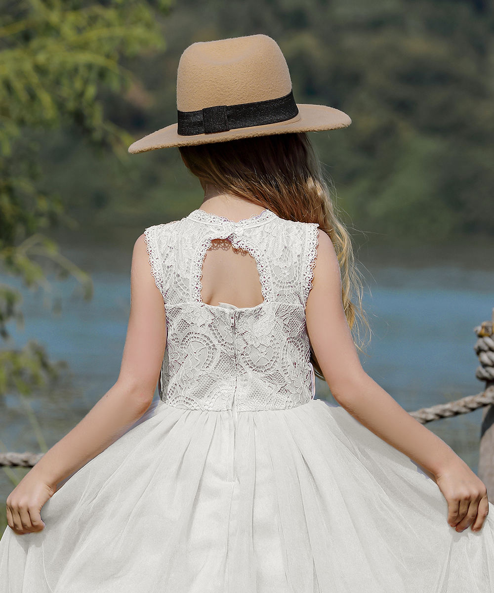 7791 Wedding Dresses White Dress European Style Noble Frocks for Girls Kids Princess Flower Embroidered Children Summer Clothes