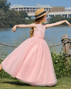 7791 Flower Lace Girls Summer Dresses Wedding Evening Costume Kids Clothes Wholesale Princess Party Pageant Children Dress