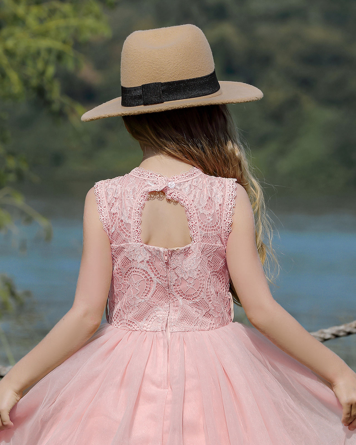 7791 Flower Lace Girls Summer Dresses Wedding Evening Costume Kids Clothes Wholesale Princess Party Pageant Children Dress
