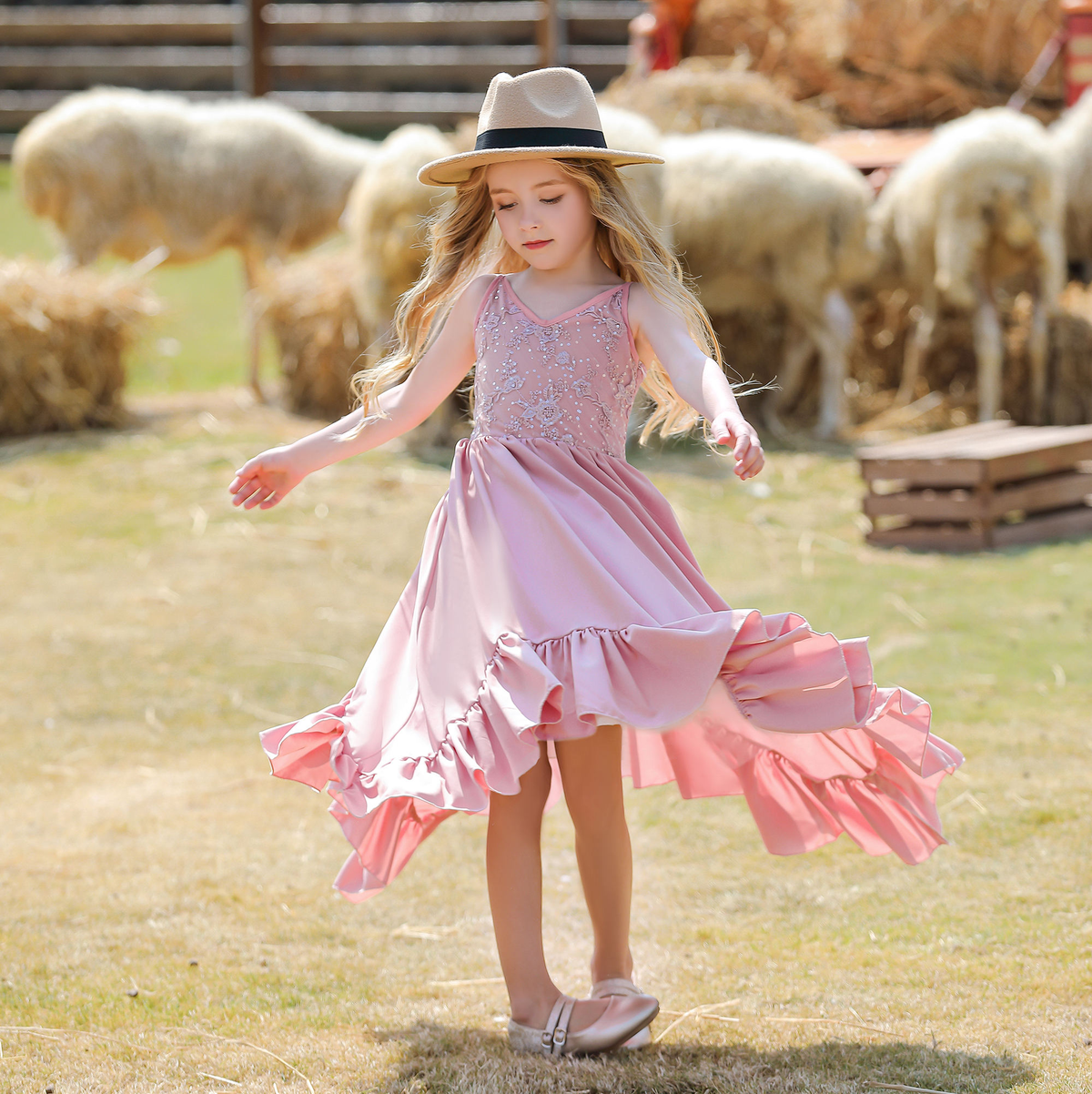 7787 Fashion Teenage Sequin Flower Girl Dress Sleeveless Elegant Casual Cute Ball Gown Wholesale Kids Dance Girls Fancy Wedding