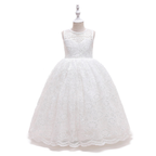 7568 Lace Prom Pageant Fancy Flower Girl Dress Sleeveless Elegant Wedding Ball Gown Tulle Kids Girls Formal Princess Cute Dresses