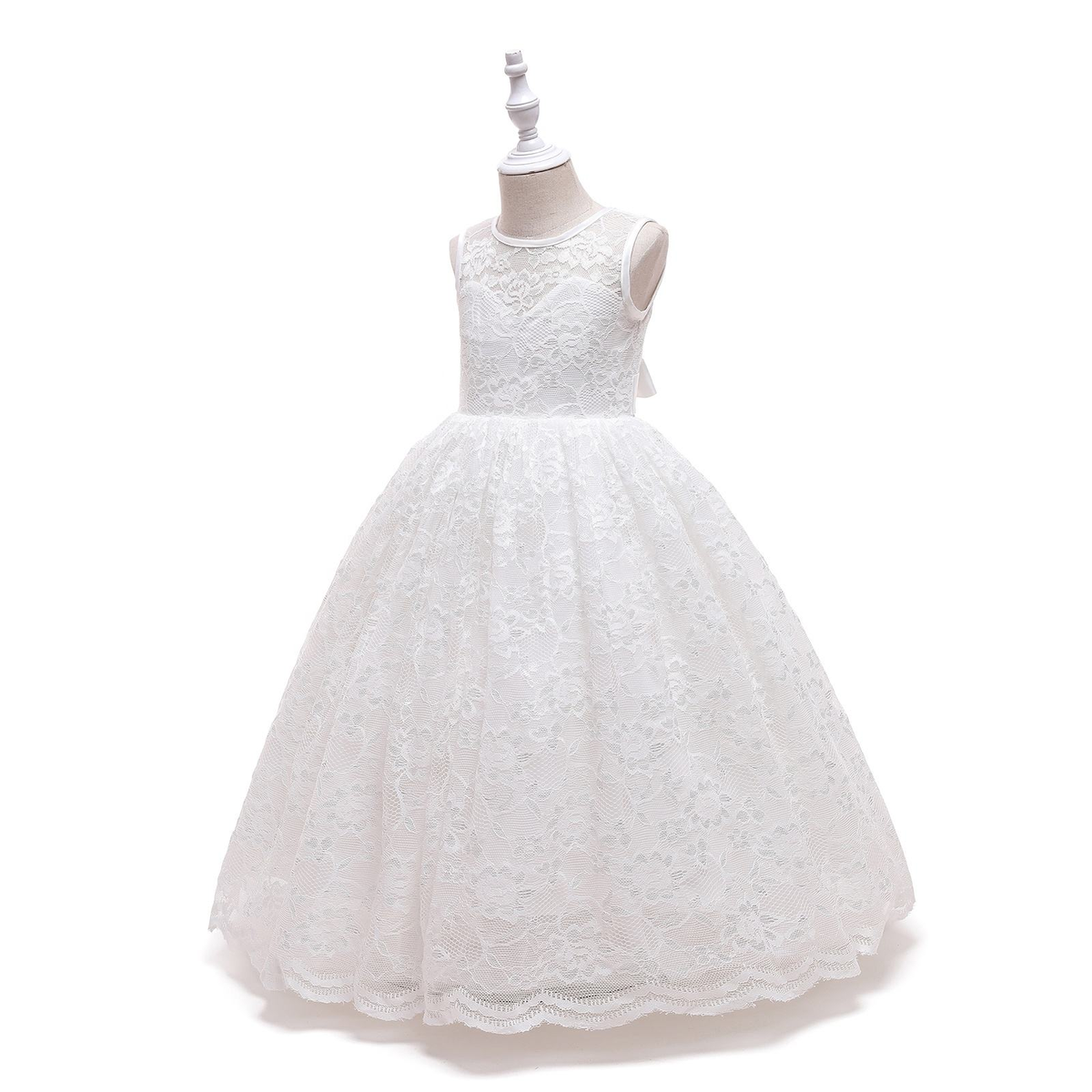 7568 Lace Prom Pageant Fancy Flower Girl Dress Sleeveless Elegant Wedding Ball Gown Tulle Kids Girls Formal Princess Cute Dresses