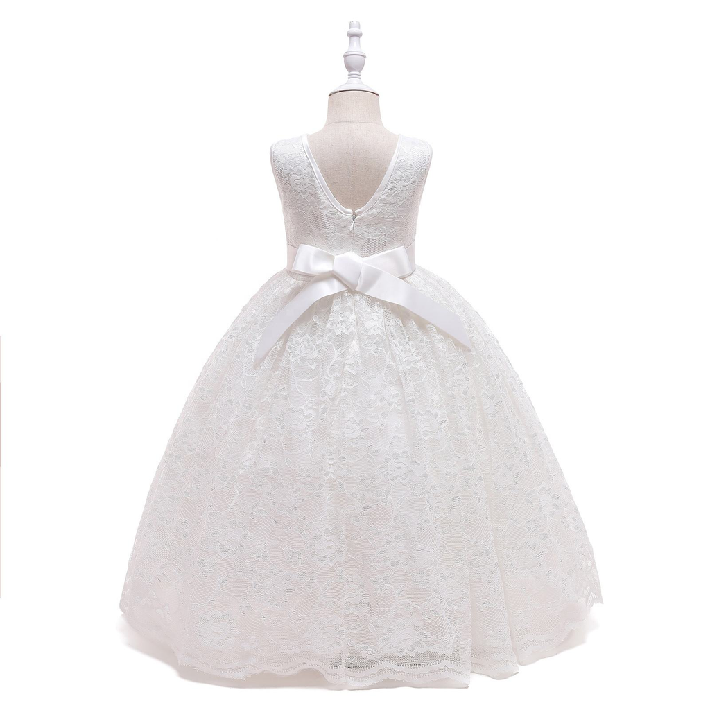 7568 Lace Prom Pageant Fancy Flower Girl Dress Sleeveless Elegant Wedding Ball Gown Tulle Kids Girls Formal Princess Cute Dresses