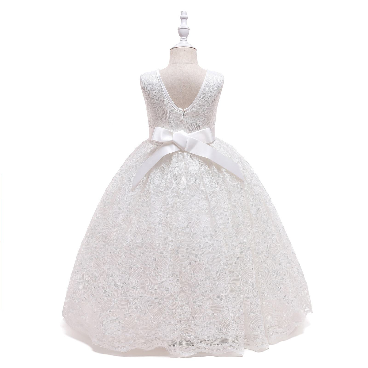 7568 Lace Prom Pageant Fancy Flower Girl Dress Sleeveless Elegant Wedding Ball Gown Tulle Kids Girls Formal Princess Cute Dresses