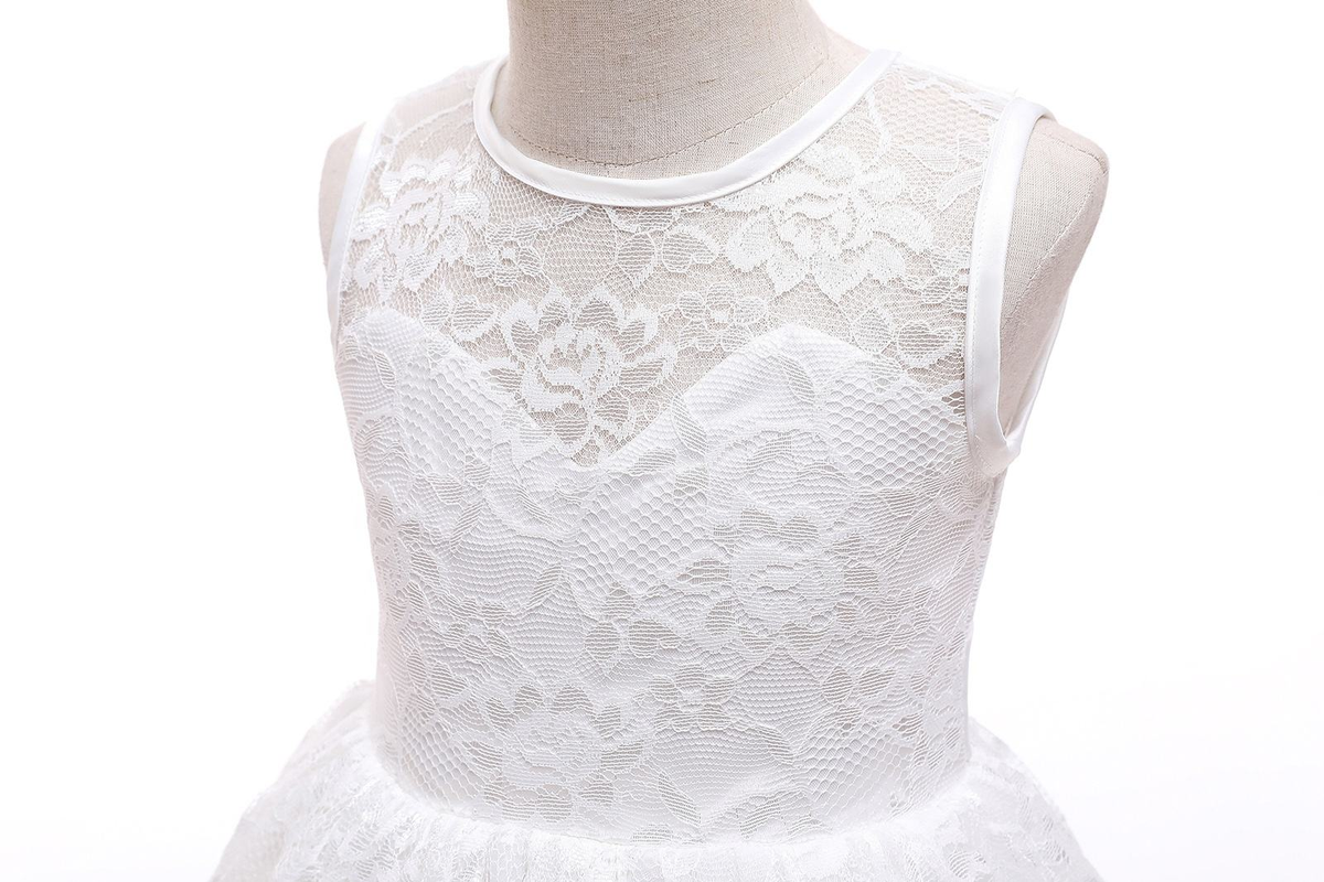7568 Lace Prom Pageant Fancy Flower Girl Dress Sleeveless Elegant Wedding Ball Gown Tulle Kids Girls Formal Princess Cute Dresses