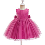 5296 Champagne Baby Girls Tulle Party Dress Pearl Decor Sleeveless Puffy Skirt 12-18M 18-24M Flower Girl Wholesale Vendor Export