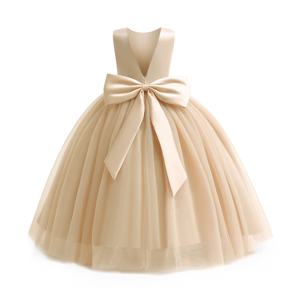 7790 Flower Girls Tulle Dresses for Formal Wedding Party Luxury Satin Elegant Princess Pageant Long Fashion Girl Kids Dress 4-14Y