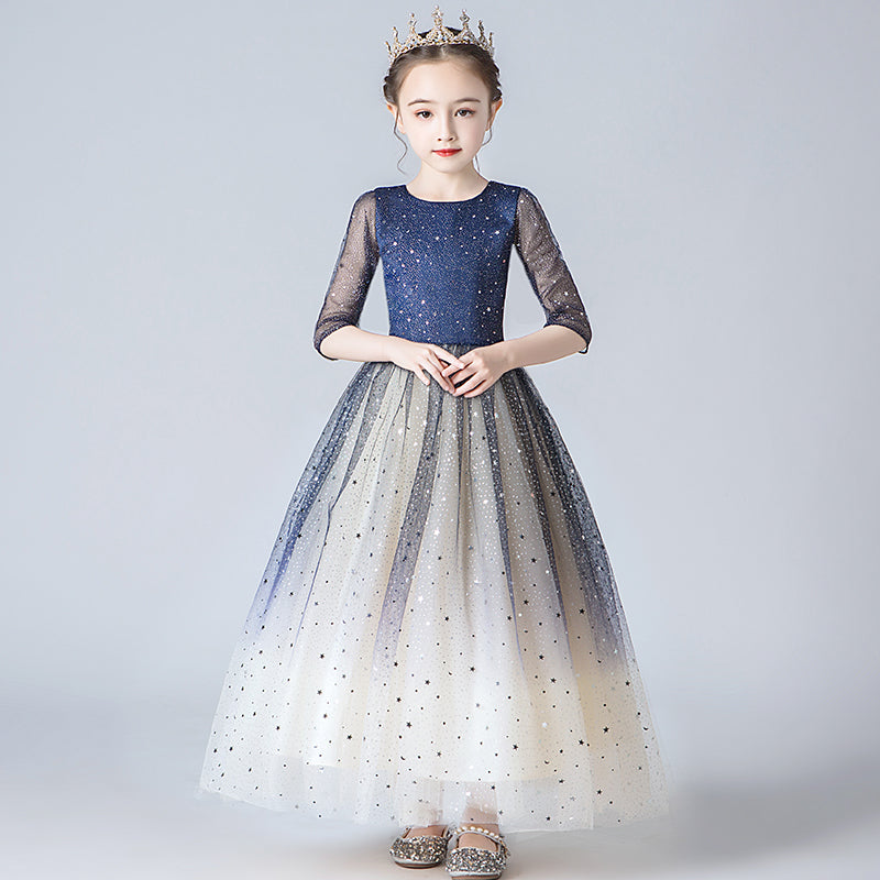 9888 Flower Girl Dresses for 7 Year Olds Girls Princess Lilac Pageant Long Dress Kids Tulle Prom Ball Gowns