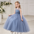 5255 Flower Girls Tulle Wedding Dress a Line Long Formal Pageant Princess Birthday Party Ball Gown Bridesmaid Dresses