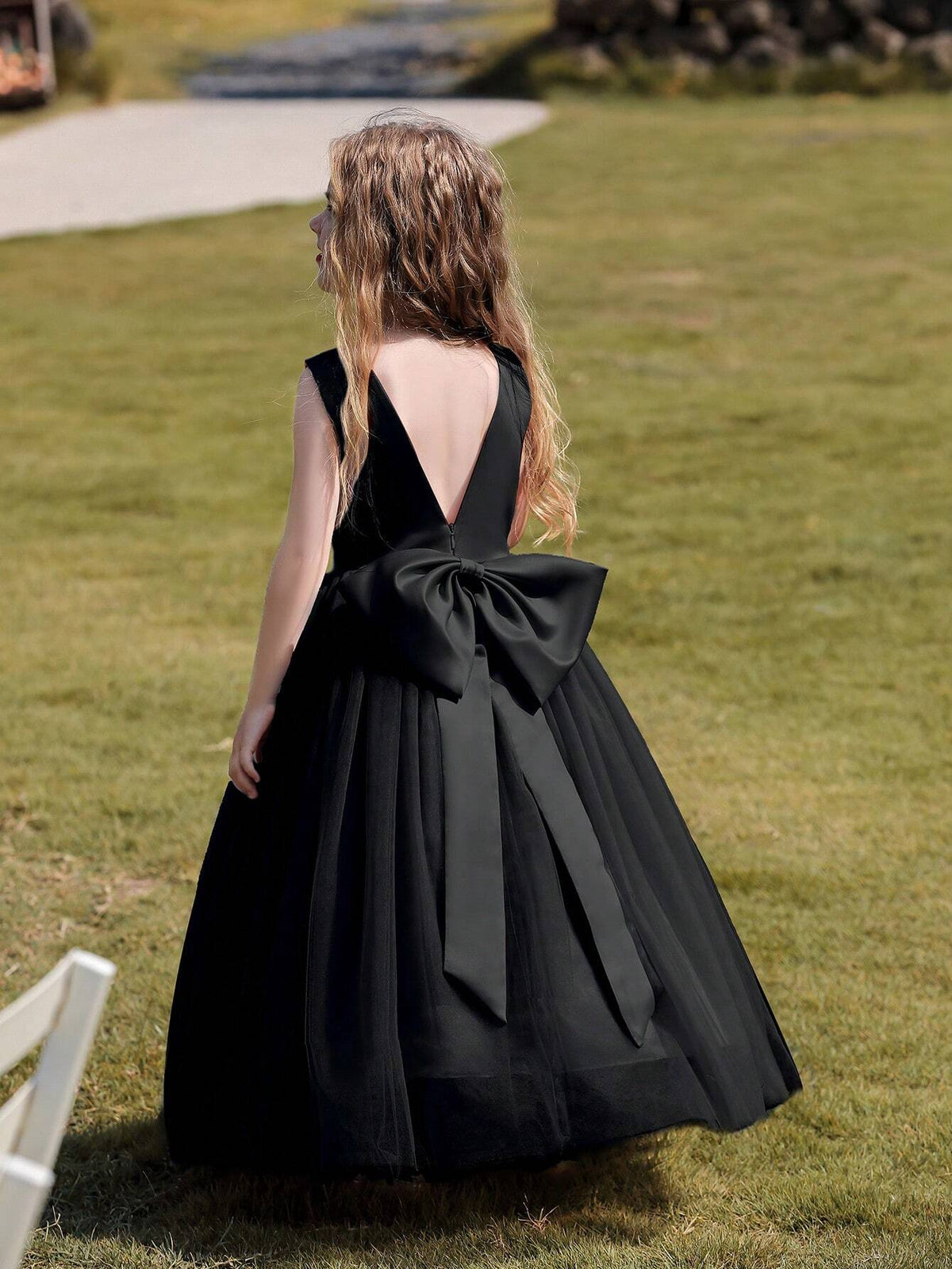 7790 Flower Girls Tulle Dresses for Formal Wedding Party Luxury Satin Elegant Princess Pageant Long Fashion Girl Kids Dress 4-14Y