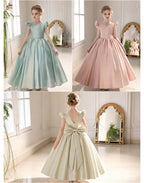 5156 High Quality Party Kids Dresses for Girls Formal Style Princess Fashion Backless Dress  Teenage Girls Clothing
