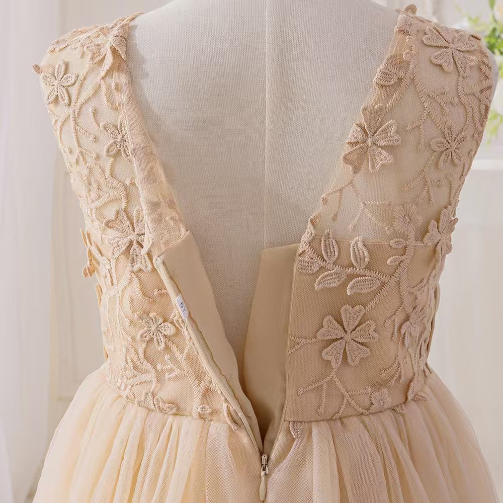 7789 Wholesale Rose Gold Princess Tutu Ballroom Gown Flower Girl Dress 5Y Formal Kids Girls Wedding Birthday Party Dresses