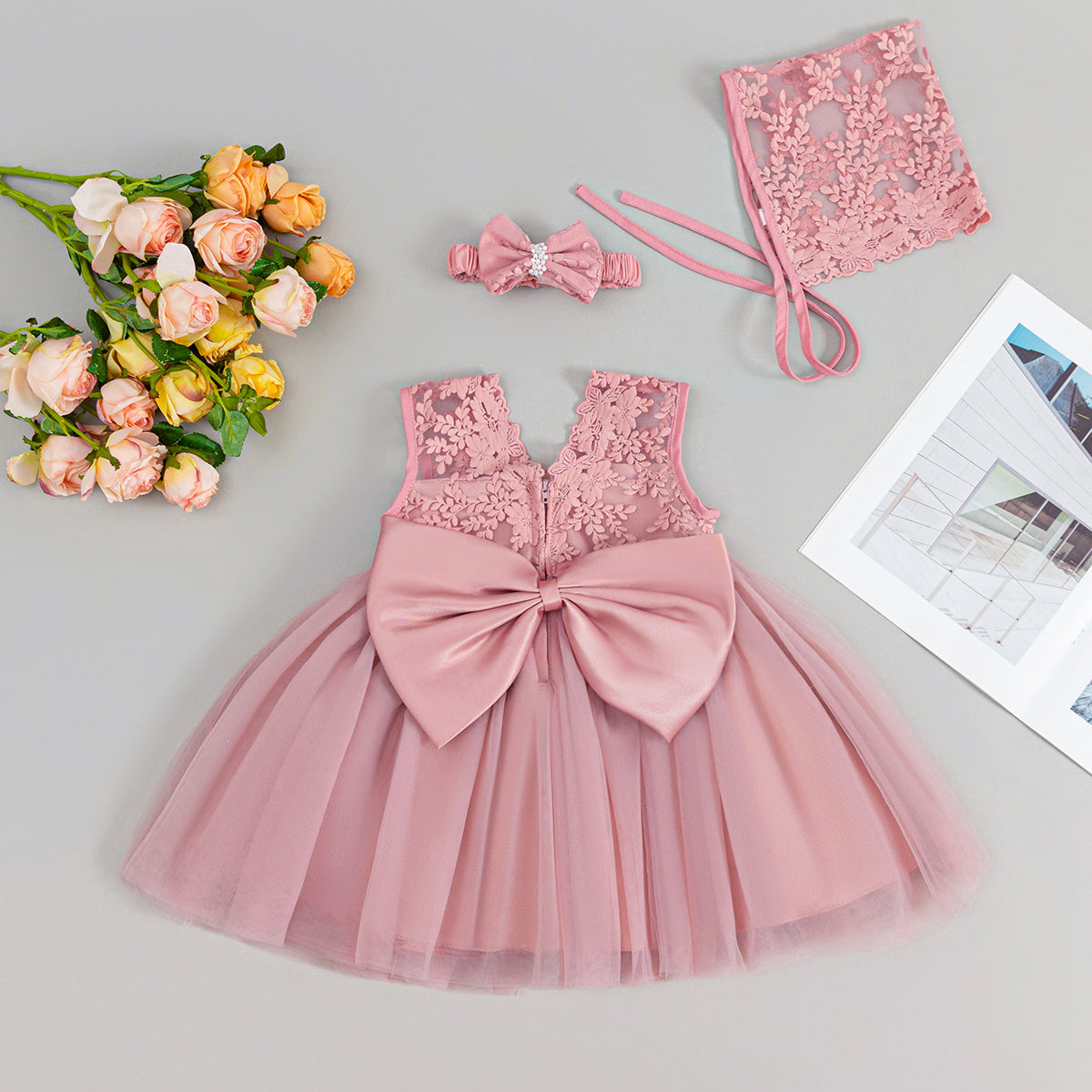 5136 Baby Dresses Cute Bow Baby Fancy Dress Princess Party Baby Frock 1 Year Birthday