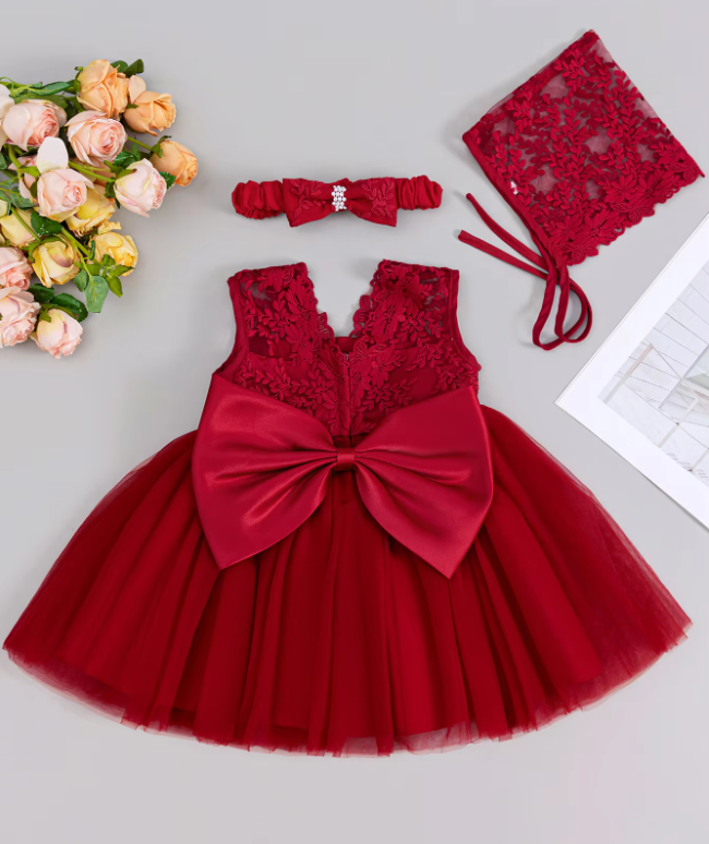 5136 Baby Dresses Cute Bow Baby Fancy Dress Princess Party Baby Frock 1 Year Birthday