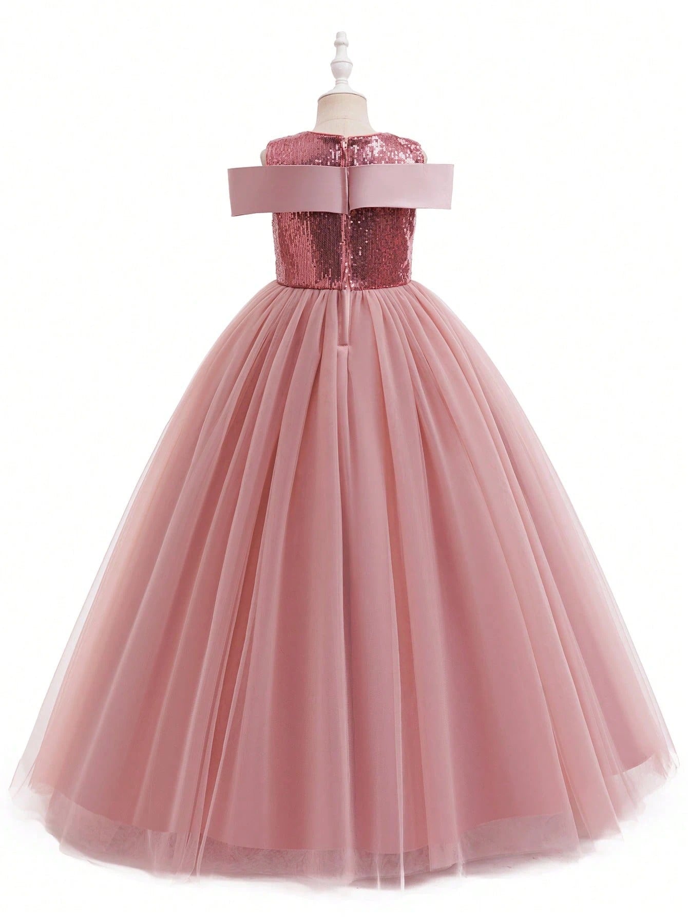 5327 Wholesale 2026 New Tulle Sequins Pink Formal Prom Princess Long Ball Gown Flower Girl Dress for 11 to 15 Years Old Young Girls