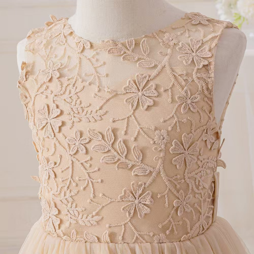 7789 Wholesale Rose Gold Princess Tutu Ballroom Gown Flower Girl Dress 5Y Formal Kids Girls Wedding Birthday Party Dresses