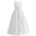 5129 Girls Clothing Long  Flower Girls Dresses Bow Gown 4-14 Backless Kids Birthday Communion Party Dress