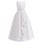 5129 Girls Clothing Long  Flower Girls Dresses Bow Gown 4-14 Backless Kids Birthday Communion Party Dress