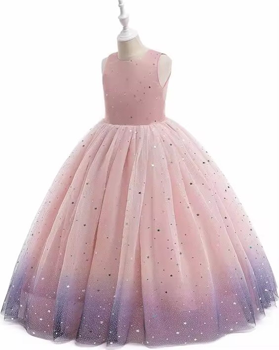 7689 Girls Tulle Flower Girl Dress Birthday Wedding Pageant Party Princess Gown Kids Formal Wear Ages 5 to 11 Years