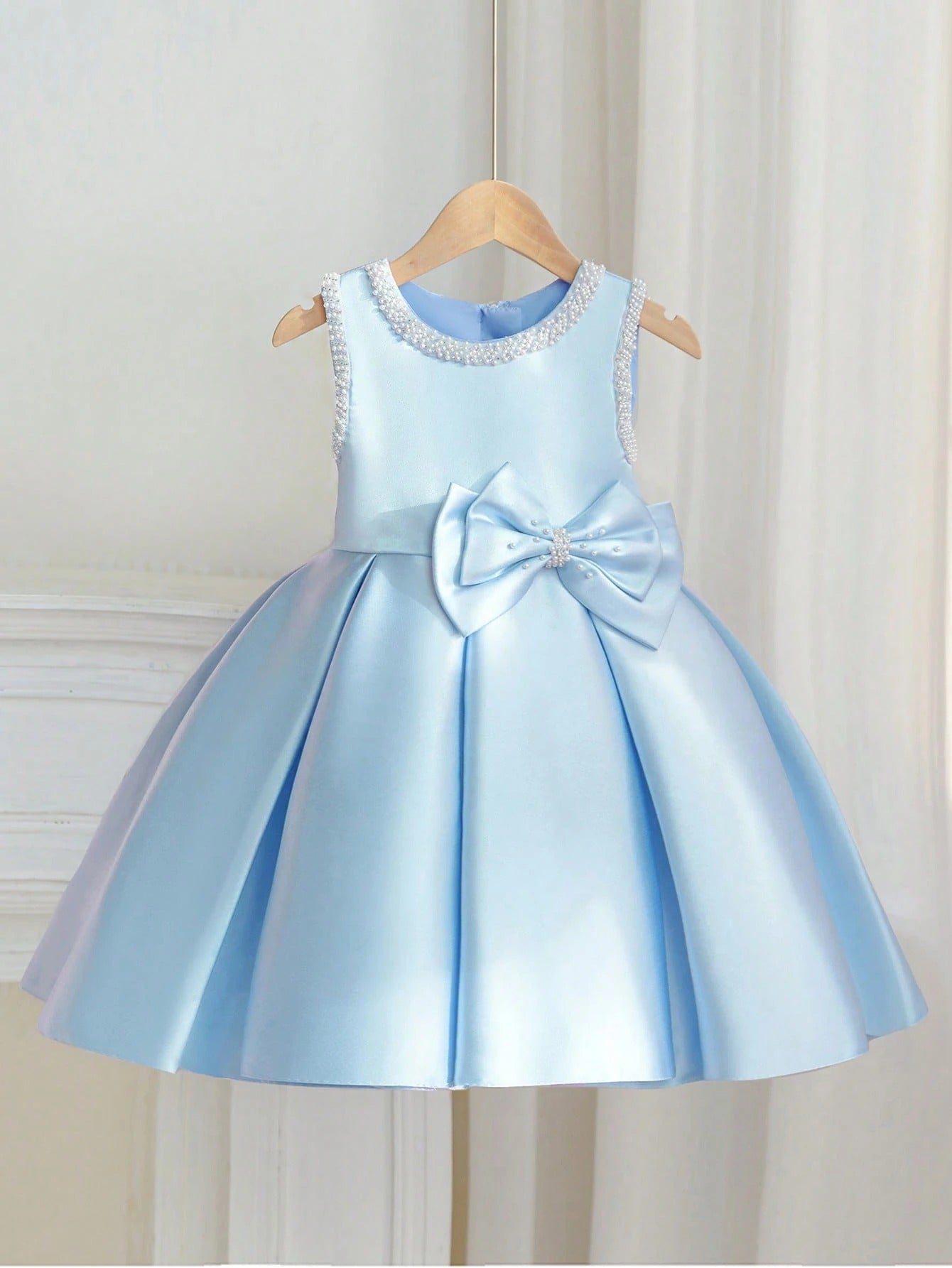7891 Navy Blue Flower Girl Uniform Church Dress 3 Years Old Baby Girl Summer Birthday Party Wear Dress Made in China for Baby Girl