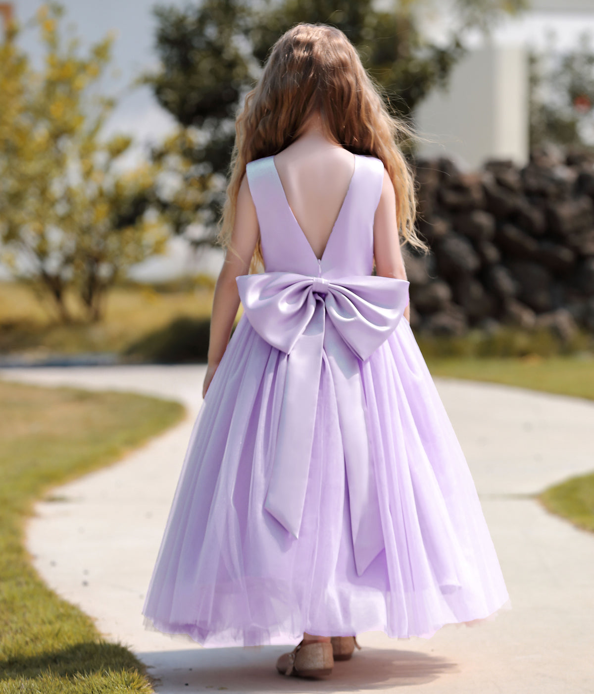 7790 Flower Girls Tulle Dresses for Formal Wedding Party Luxury Satin Elegant Princess Pageant Long Fashion Girl Kids Dress 4-14Y