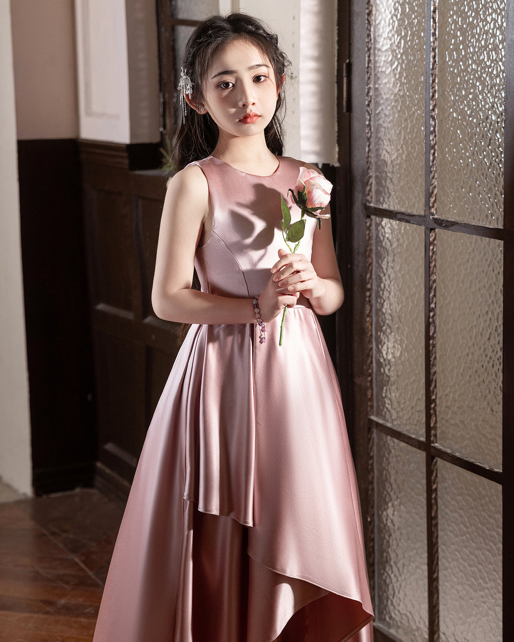 5116 Flower Girl Long Dress Princess Cute Kids Girls Clothes Baby Girls Princess Dresses Party Birthday Wedding Gown