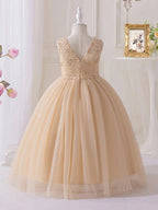 7789 Wholesale Rose Gold Princess Tutu Ballroom Gown Flower Girl Dress 5Y Formal Kids Girls Wedding Birthday Party Dresses