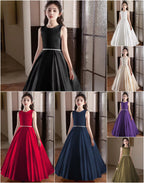 5168 Wholesale Satin Royal Blue Black Formal Evening Prom Year 6 Graduation Dresses for 11Y 12 Years Old Teen Girls