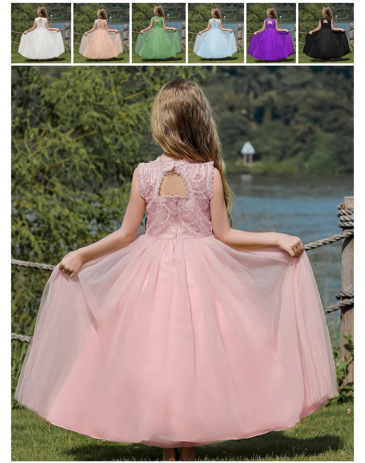 7791 Flower Lace Girls Summer Dresses Wedding Evening Costume Kids Clothes Wholesale Princess Party Pageant Children Dress