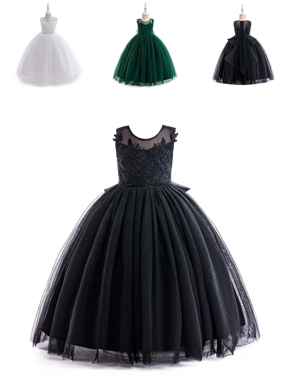 7893 Casual Kids Tulle New Design Princess Teenage Embroidery Flower Girl Dress Backless Dresses Lace Girls Wedding Fashion Luxury
