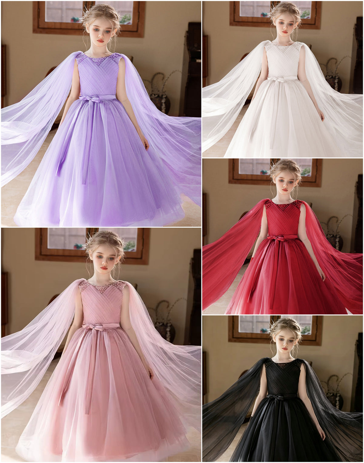5159 Flower Girl Wedding Bridesmaid Dress 4-12 Birthday Party Ball Gown Evening Dress Elegant Princess Dress for Girl