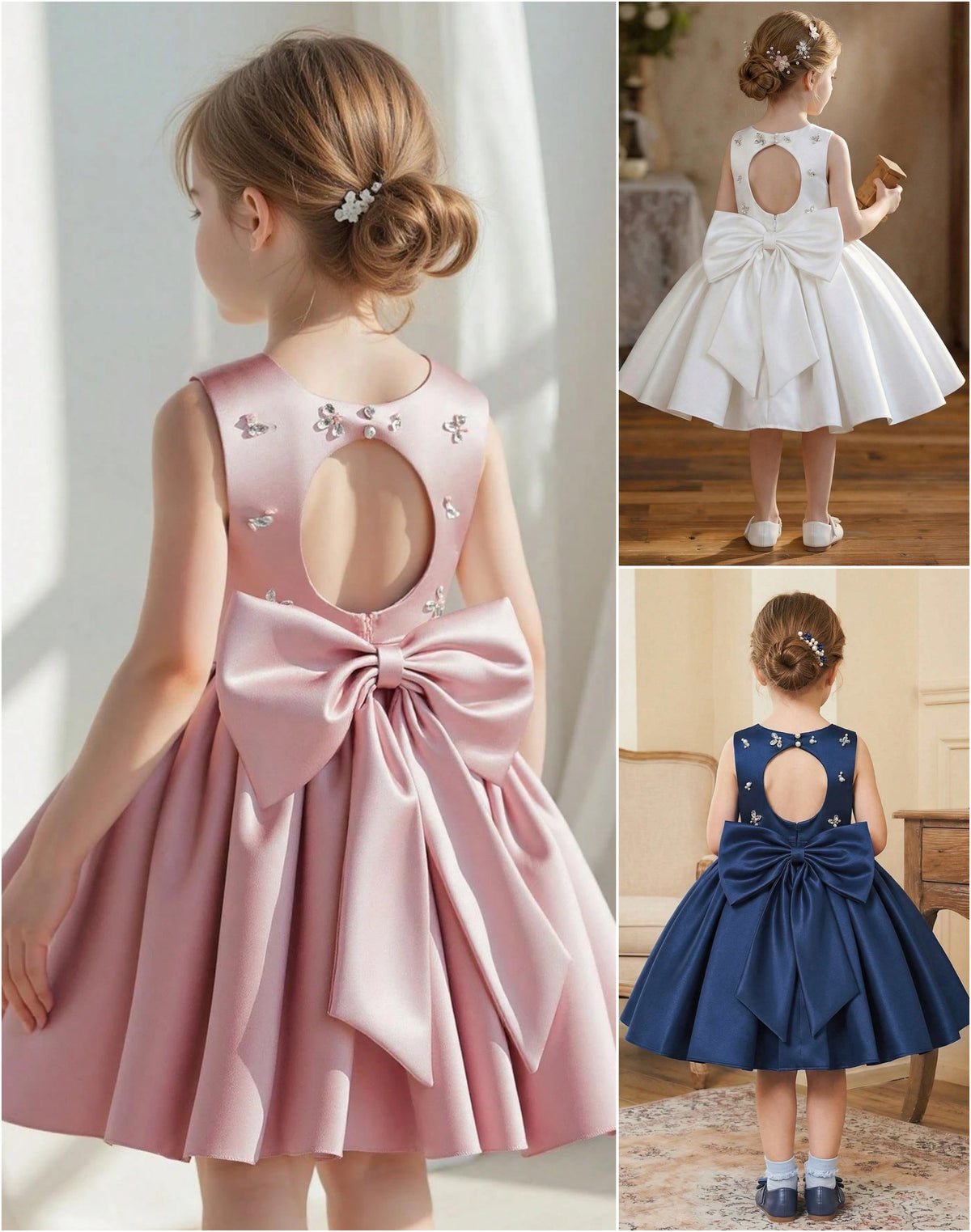 5370 Wholesale Beaded Satin Formal Fancy Princess Party Wear Dress Sets Frocks Gown for Young Kids Toddler Little Girls 4-8Y