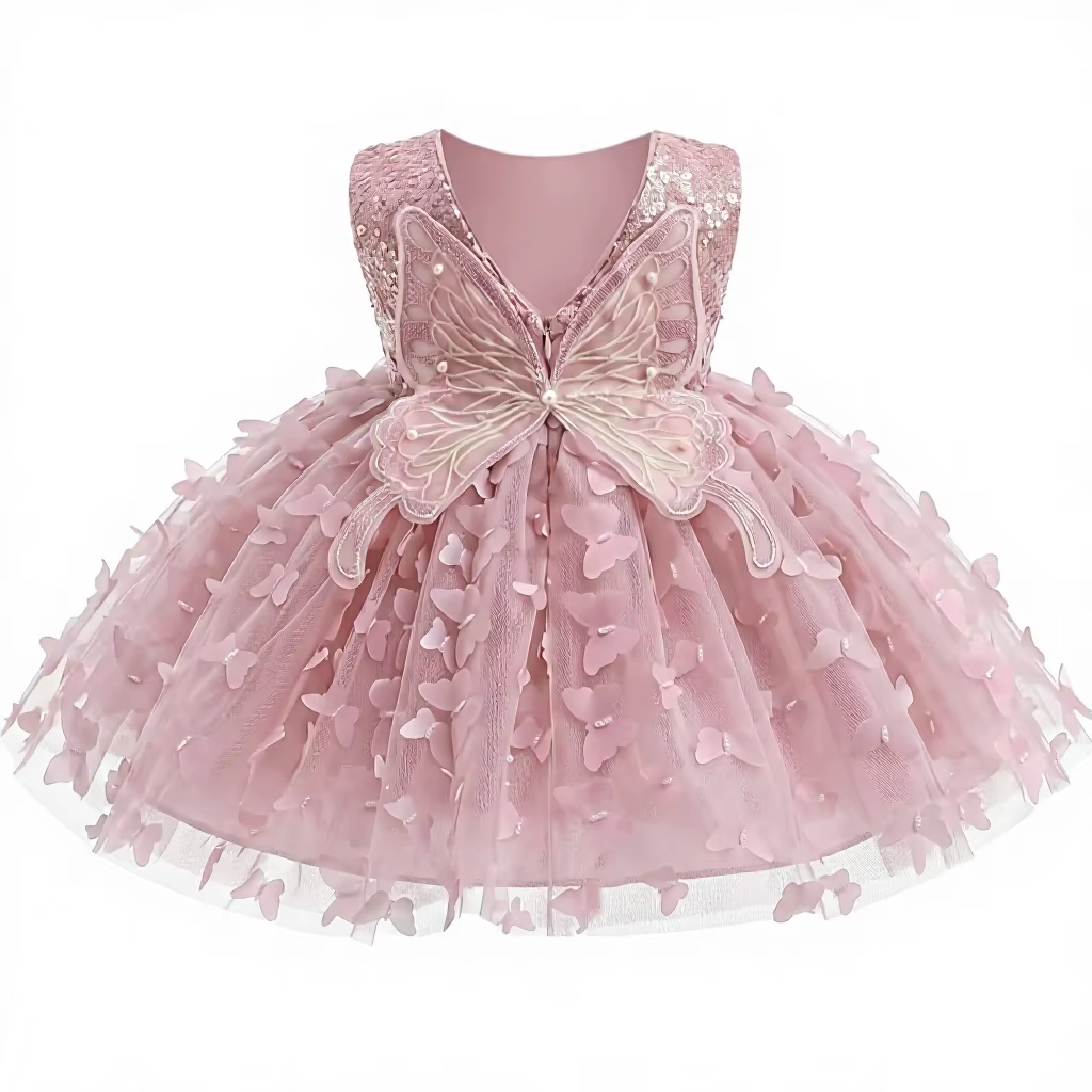 5300 Toddler Girl Tutu Pageant Dress Sparkly Sequin Butterfly Flower Girl Formal Occasion Birthday Party